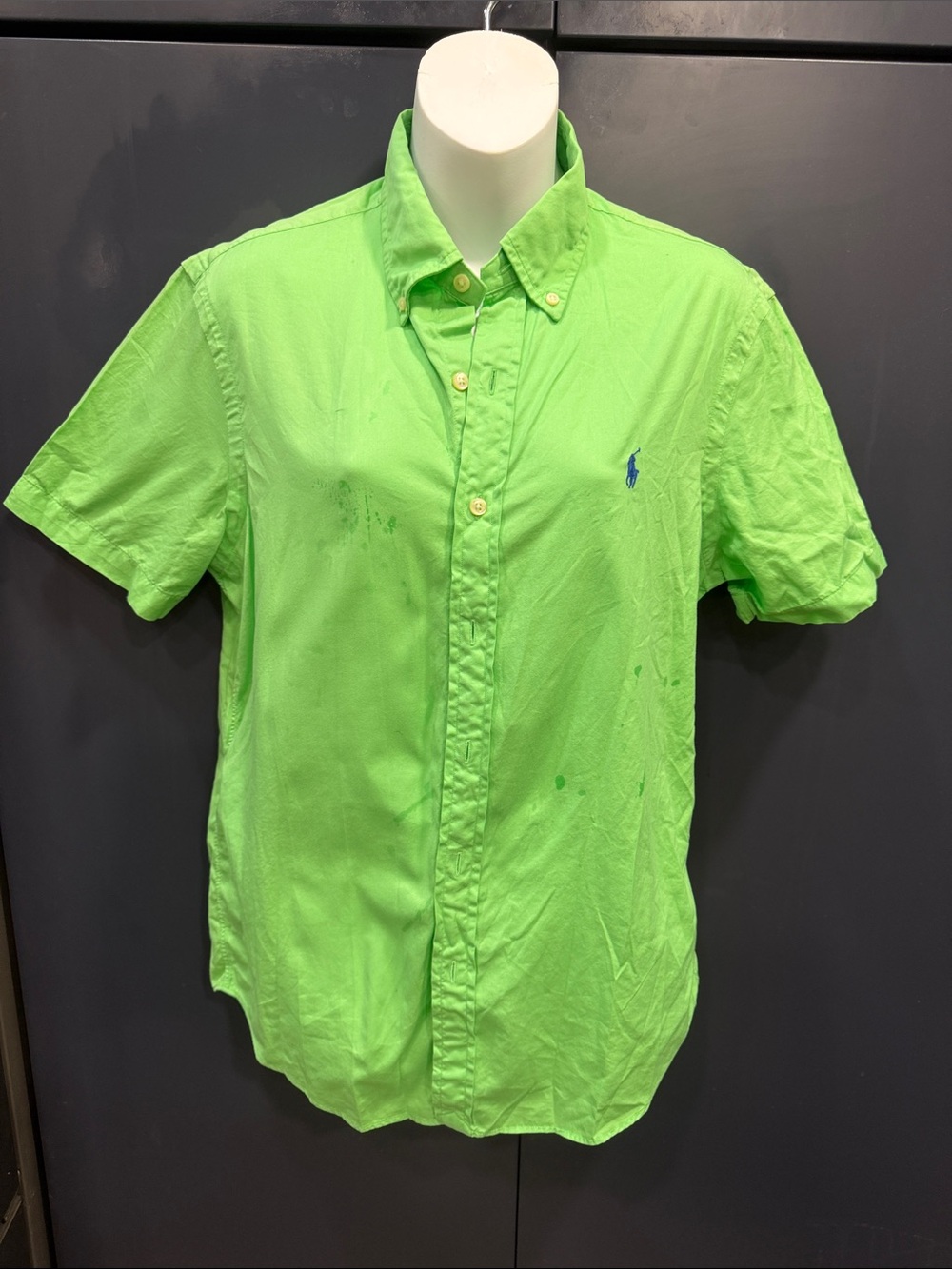 Ralph Lauren Bright Lime Green Short Sleeve Button-Down Shirt